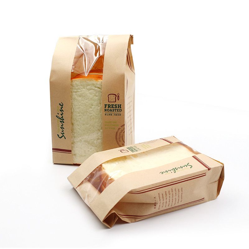 Bruin brood kraft papierverpakkingszakken met venster FCS SGS FDA -gecertificeerde